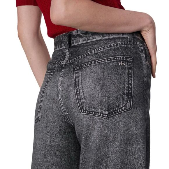 Rag + Bone Miramar Sofie High Waist Cotton Sweatpants Flaire “Jeans”/Washed Blac - Picture 4 of 16